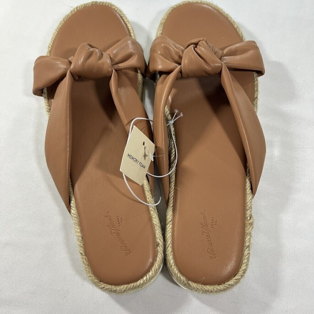Universal‎ Threads Open Toe Tan Knotted Espadrille Sandals Size 11